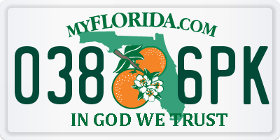 FL license plate 0386PK