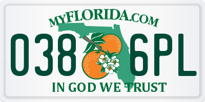 FL license plate 0386PL