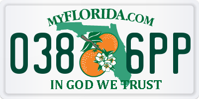 FL license plate 0386PP
