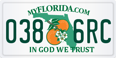 FL license plate 0386RC