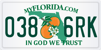 FL license plate 0386RK