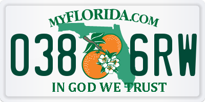 FL license plate 0386RW