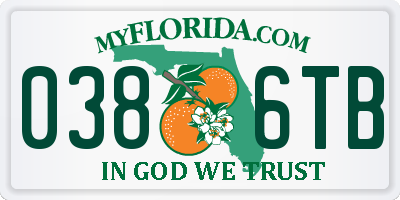FL license plate 0386TB