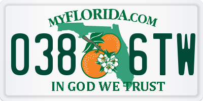 FL license plate 0386TW