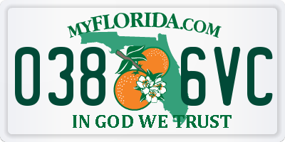 FL license plate 0386VC