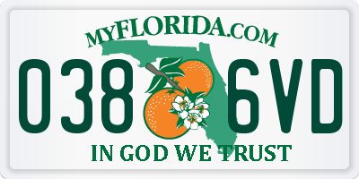 FL license plate 0386VD