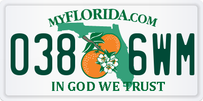 FL license plate 0386WM