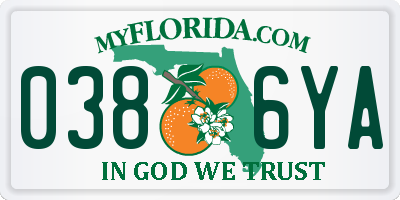 FL license plate 0386YA