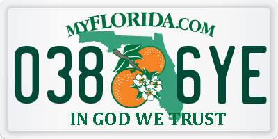 FL license plate 0386YE