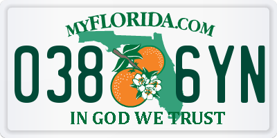 FL license plate 0386YN