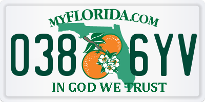 FL license plate 0386YV