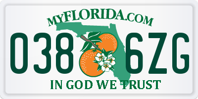 FL license plate 0386ZG