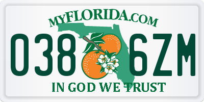 FL license plate 0386ZM