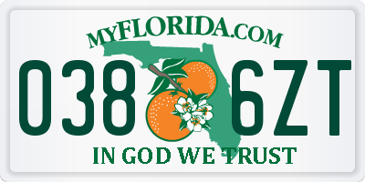 FL license plate 0386ZT