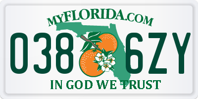 FL license plate 0386ZY
