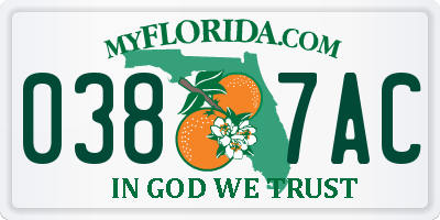 FL license plate 0387AC