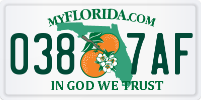 FL license plate 0387AF