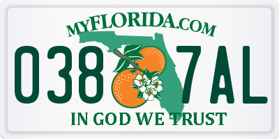 FL license plate 0387AL