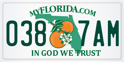 FL license plate 0387AM