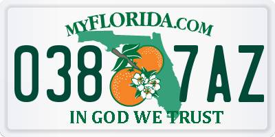 FL license plate 0387AZ