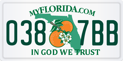 FL license plate 0387BB