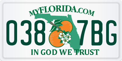 FL license plate 0387BG