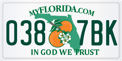 FL license plate 0387BK
