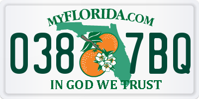 FL license plate 0387BQ