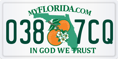 FL license plate 0387CQ