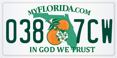 FL license plate 0387CW