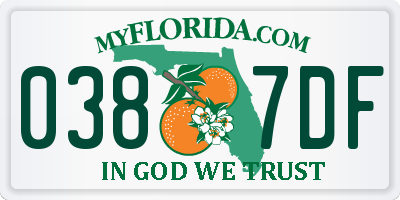 FL license plate 0387DF