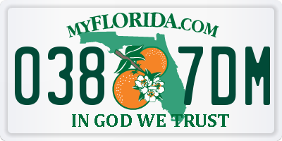 FL license plate 0387DM