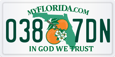 FL license plate 0387DN