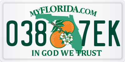 FL license plate 0387EK