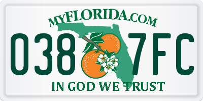 FL license plate 0387FC