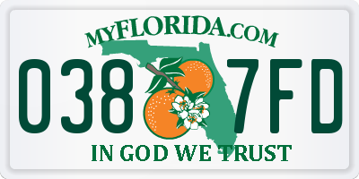 FL license plate 0387FD
