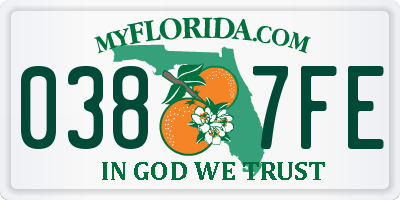 FL license plate 0387FE