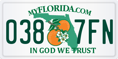 FL license plate 0387FN