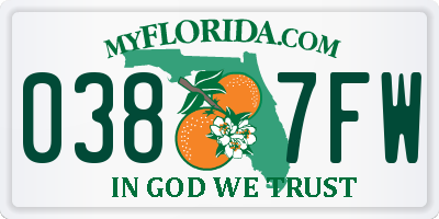 FL license plate 0387FW