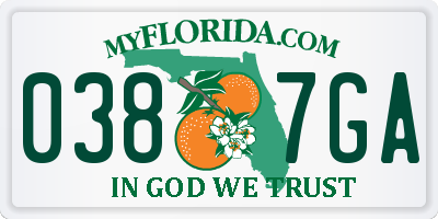 FL license plate 0387GA