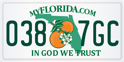 FL license plate 0387GC