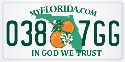 FL license plate 0387GG
