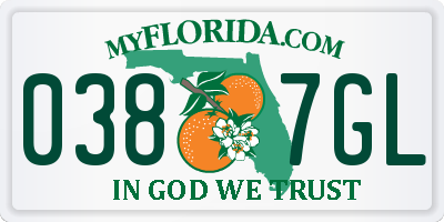 FL license plate 0387GL