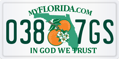 FL license plate 0387GS