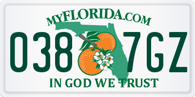 FL license plate 0387GZ