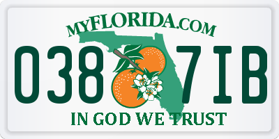 FL license plate 0387IB