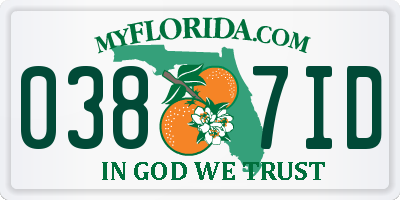 FL license plate 0387ID