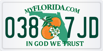 FL license plate 0387JD
