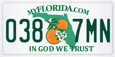 FL license plate 0387MN