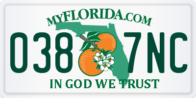 FL license plate 0387NC